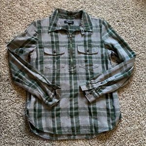Madewell plaid zip blouse